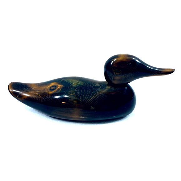 Wood Carved Duck Home Decor 12" Long Moveable Head Mancave Hunter‎ Signed B - Picture 4 of 10